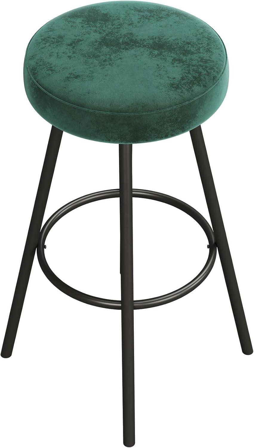 imageWalker Edison Modern Glam 2Piece Metal and Faux Velvet Bar Stools Set of 2 RustEmerald