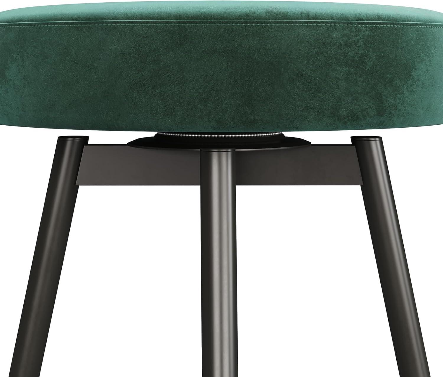 imageWalker Edison Modern Glam 2Piece Metal and Faux Velvet Bar Stools Set of 2 RustEmerald