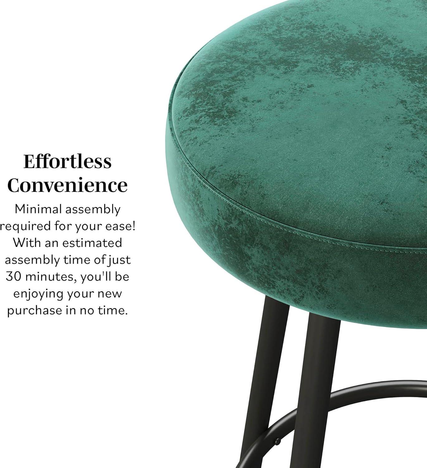 imageWalker Edison Modern Glam 2Piece Metal and Faux Velvet Bar Stools Set of 2 RustEmerald