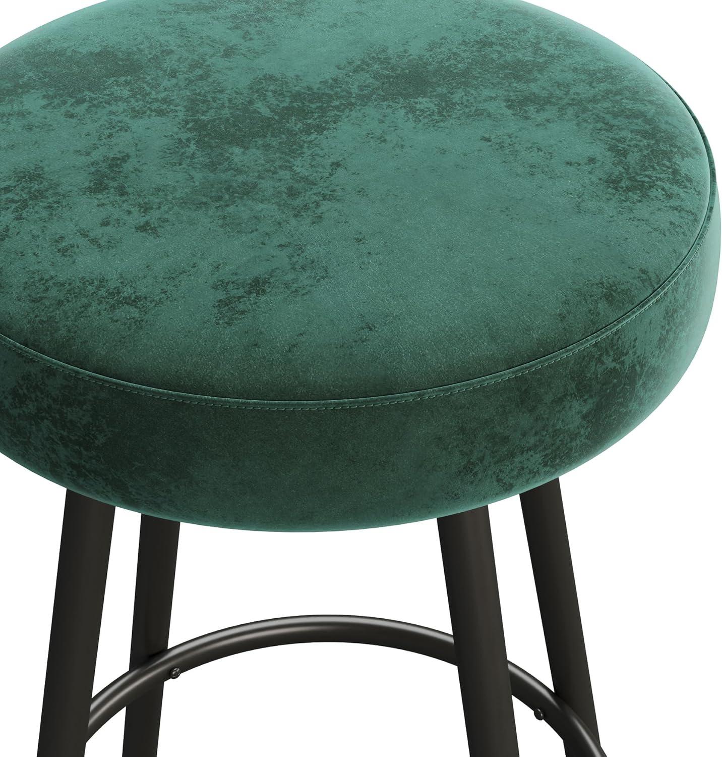 imageWalker Edison Modern Glam 2Piece Metal and Faux Velvet Bar Stools Set of 2 RustEmerald