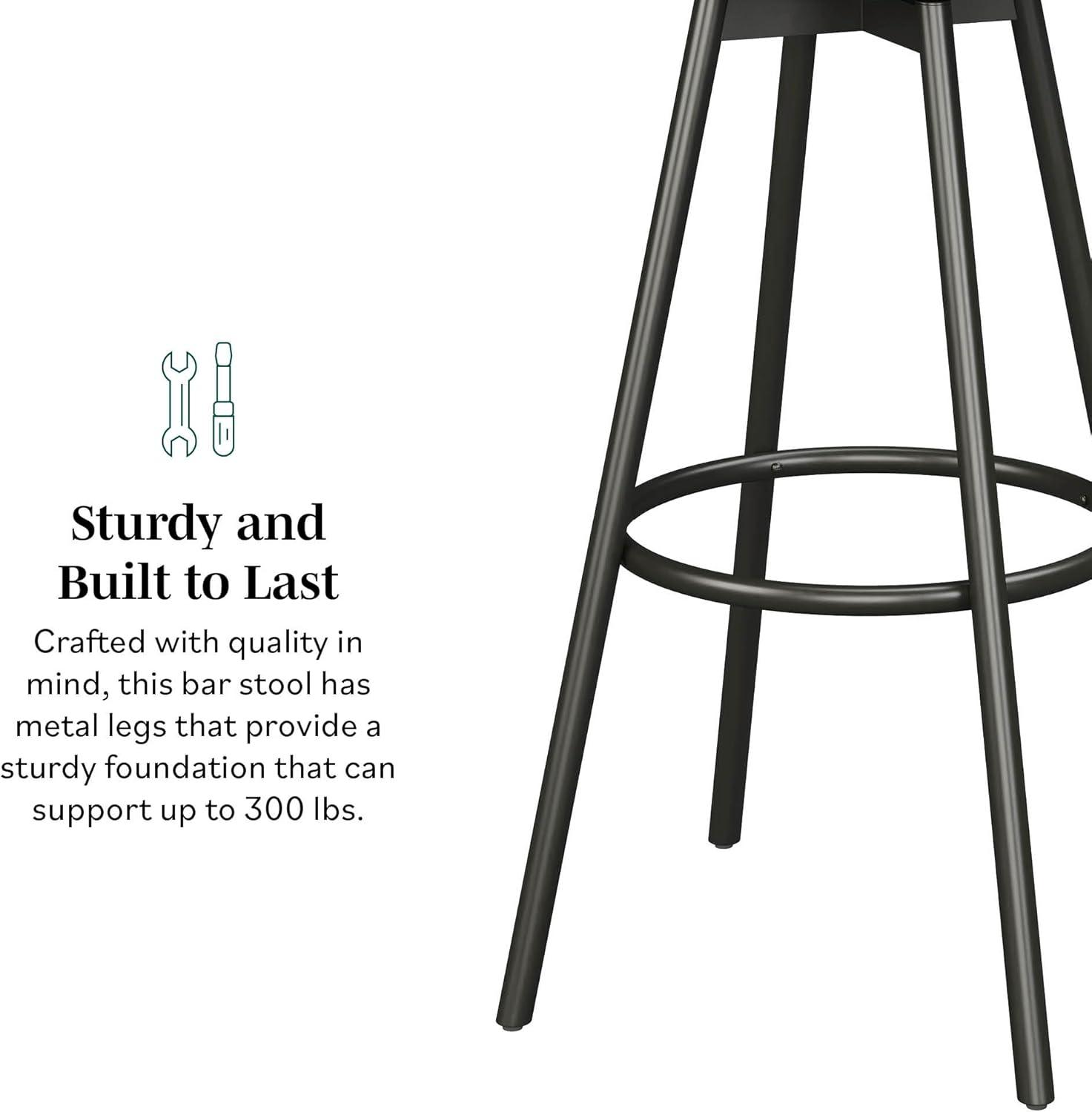 imageWalker Edison Modern Glam 2Piece Metal and Faux Velvet Bar Stools Set of 2 RustEmerald