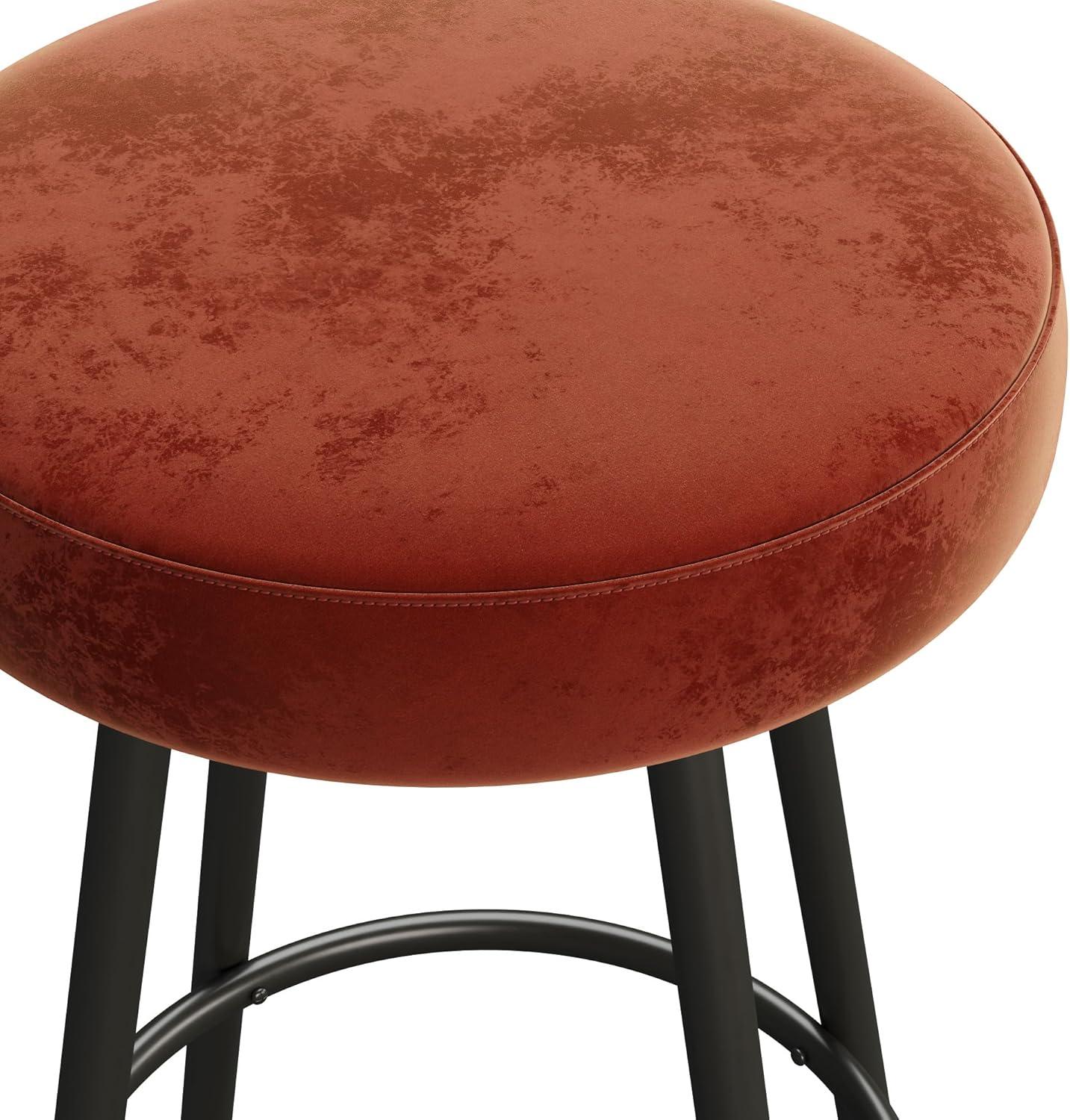 imageWalker Edison Modern Glam 2Piece Metal and Faux Velvet Bar Stools Set of 2 RustRust