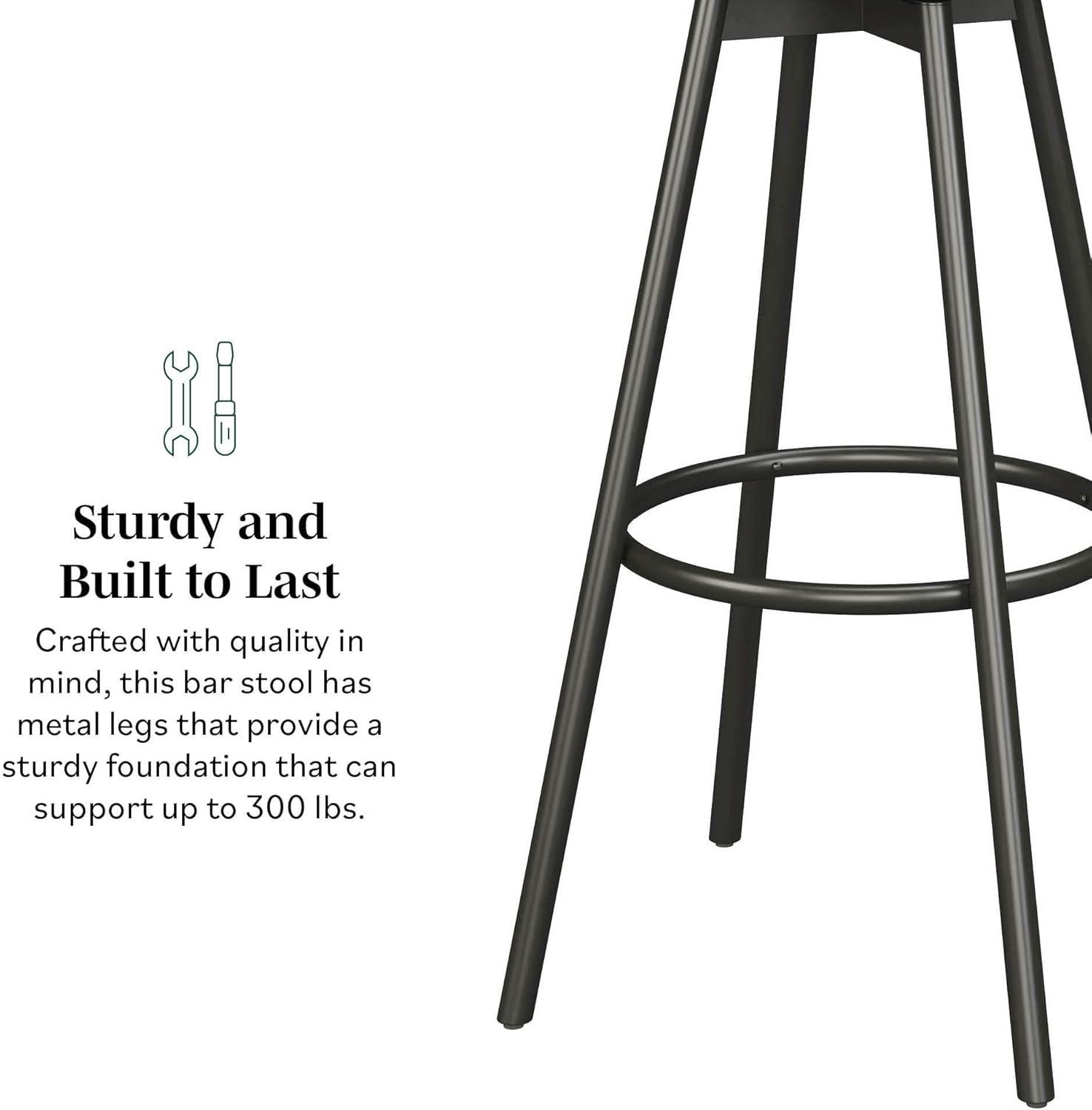 imageWalker Edison Modern Glam 2Piece Metal and Faux Velvet Bar Stools Set of 2 RustRust