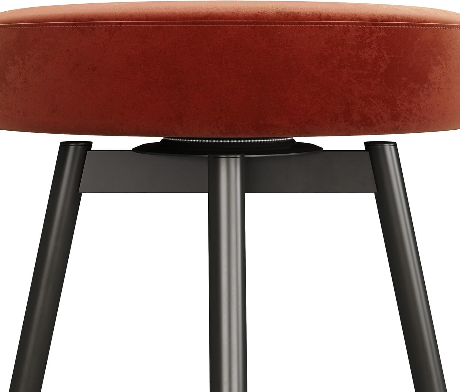 imageWalker Edison Modern Glam 2Piece Metal and Faux Velvet Bar Stools Set of 2 RustRust
