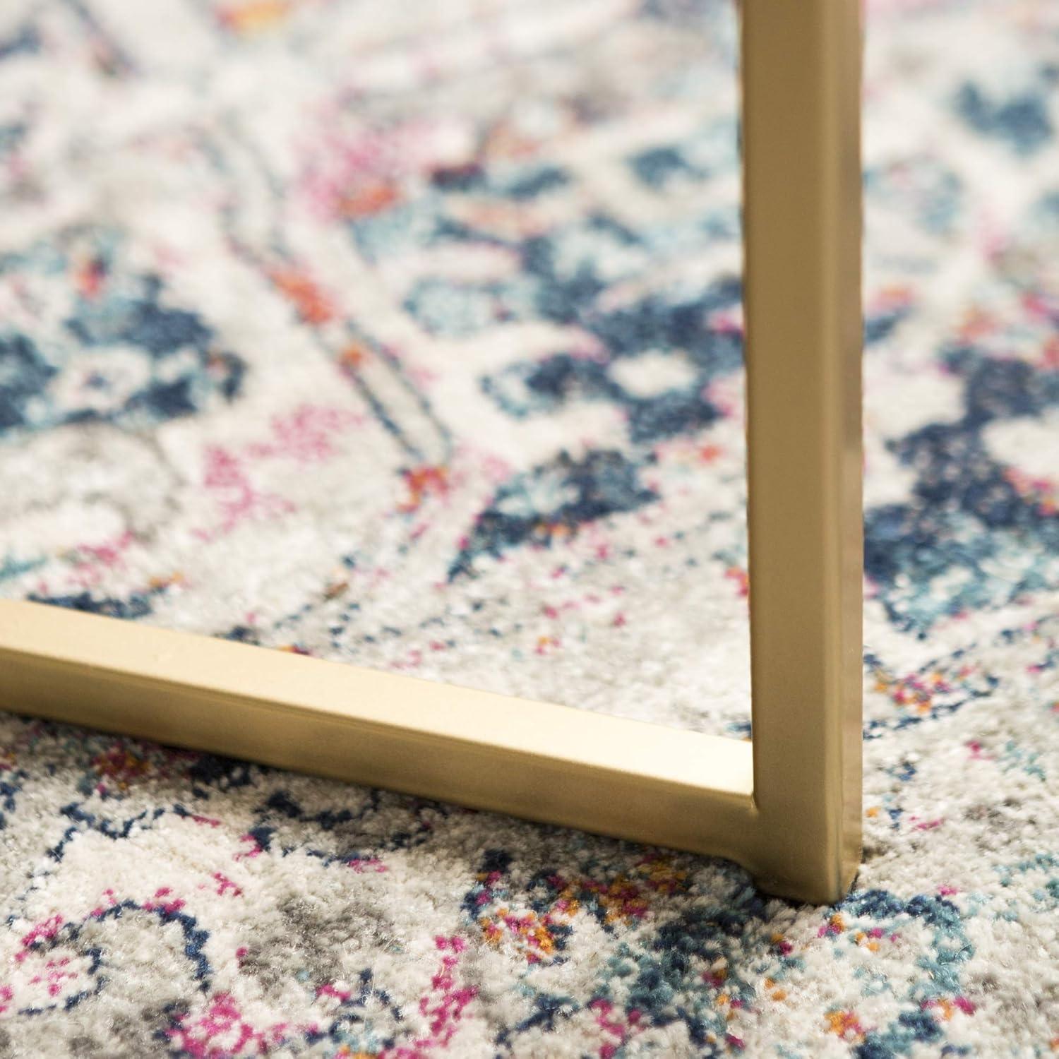 imageWalker Edison Modern Glam Round Accent Faux White Marble Coffee Table with Gold XBase 36 InchWhite Faux MarbleGold