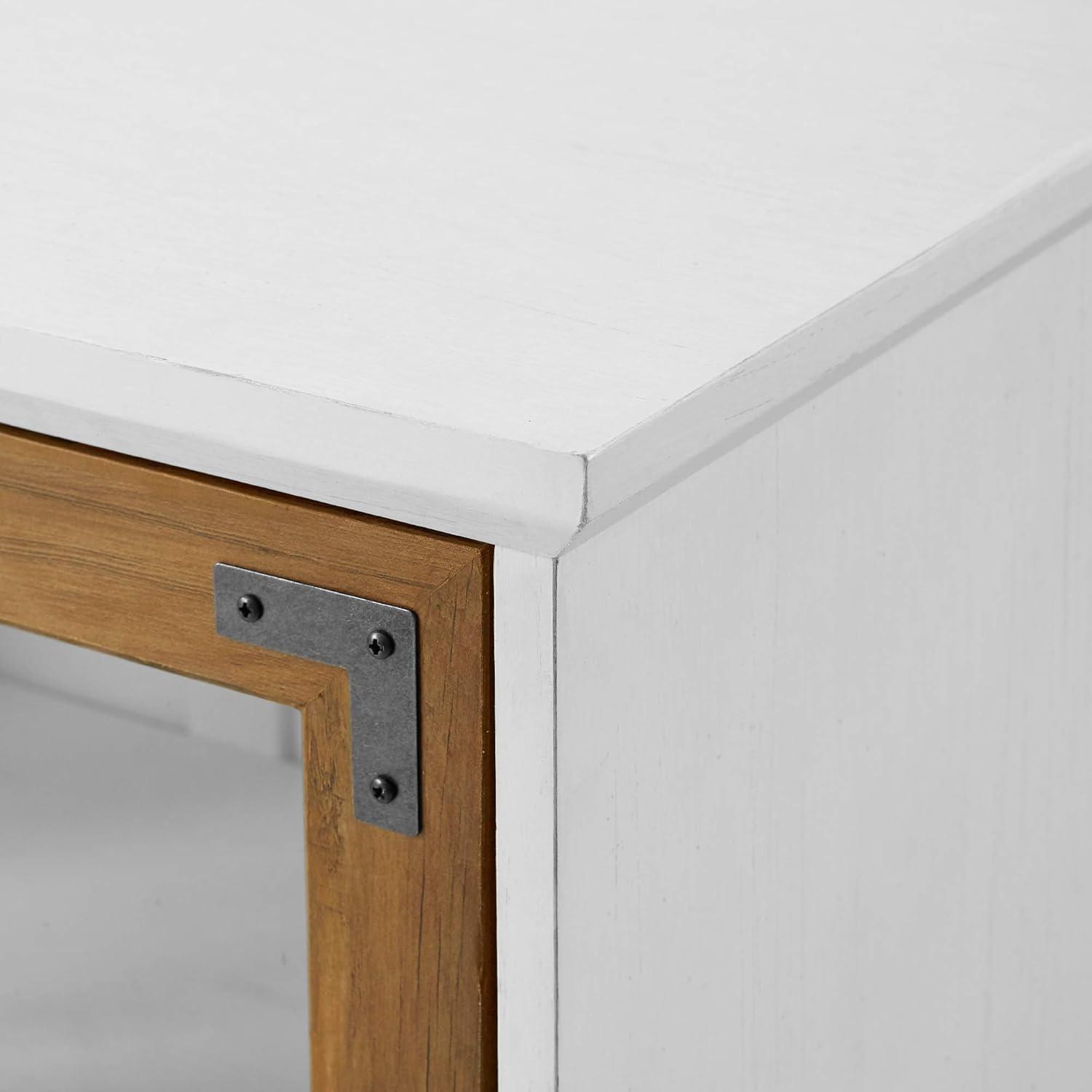 imageWalker Edison Modern Glass and Wood Universal TV Stand with 4 Door Storage For TVs up to 64quot Flat Screen Living Room Storage Entertainment Center 58 Inch Rustic OakWhiteRustic Oak