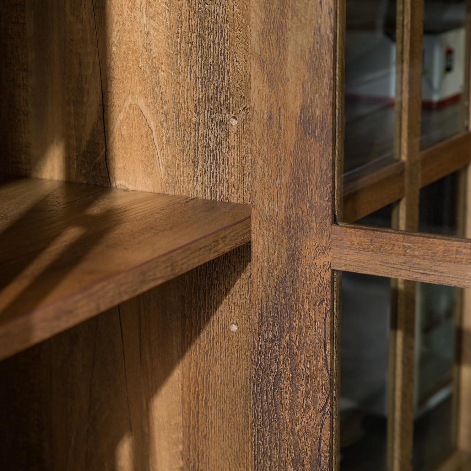 imageWalker Edison Modern Glass and Wood Universal TV Stand with 4 Door Storage For TVs up to 64quot Flat Screen Living Room Storage Entertainment Center 58 Inch Rustic OakRustic Oak