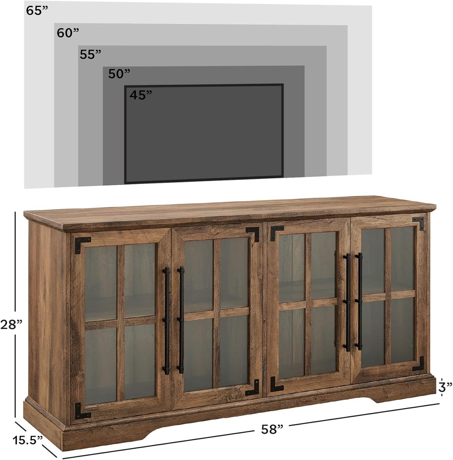 imageWalker Edison Modern Glass and Wood Universal TV Stand with 4 Door Storage For TVs up to 64quot Flat Screen Living Room Storage Entertainment Center 58 Inch Rustic OakRustic Oak