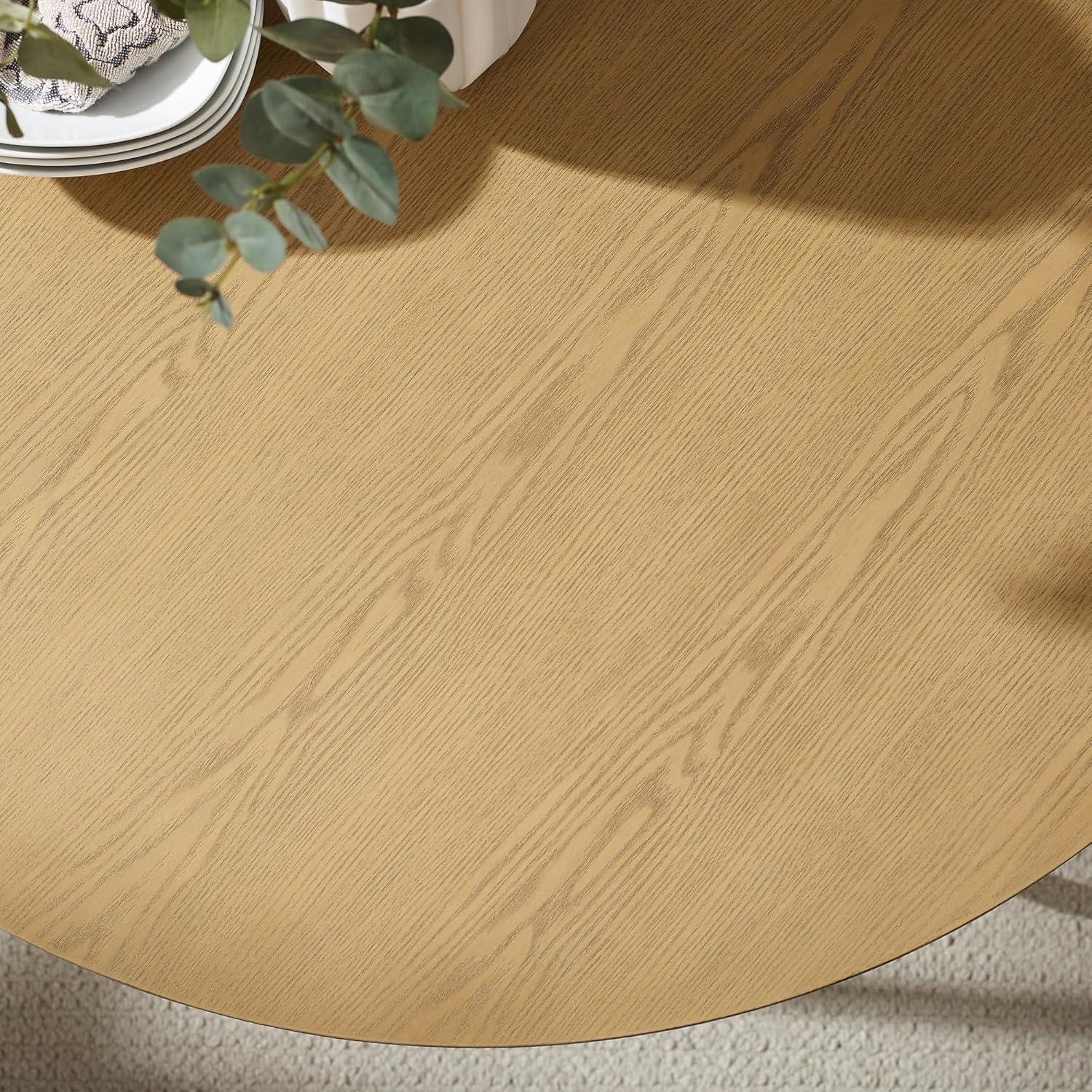 imageWalker Edison Modern Metal and Wood Round Dining Table 40 Inch English Ash