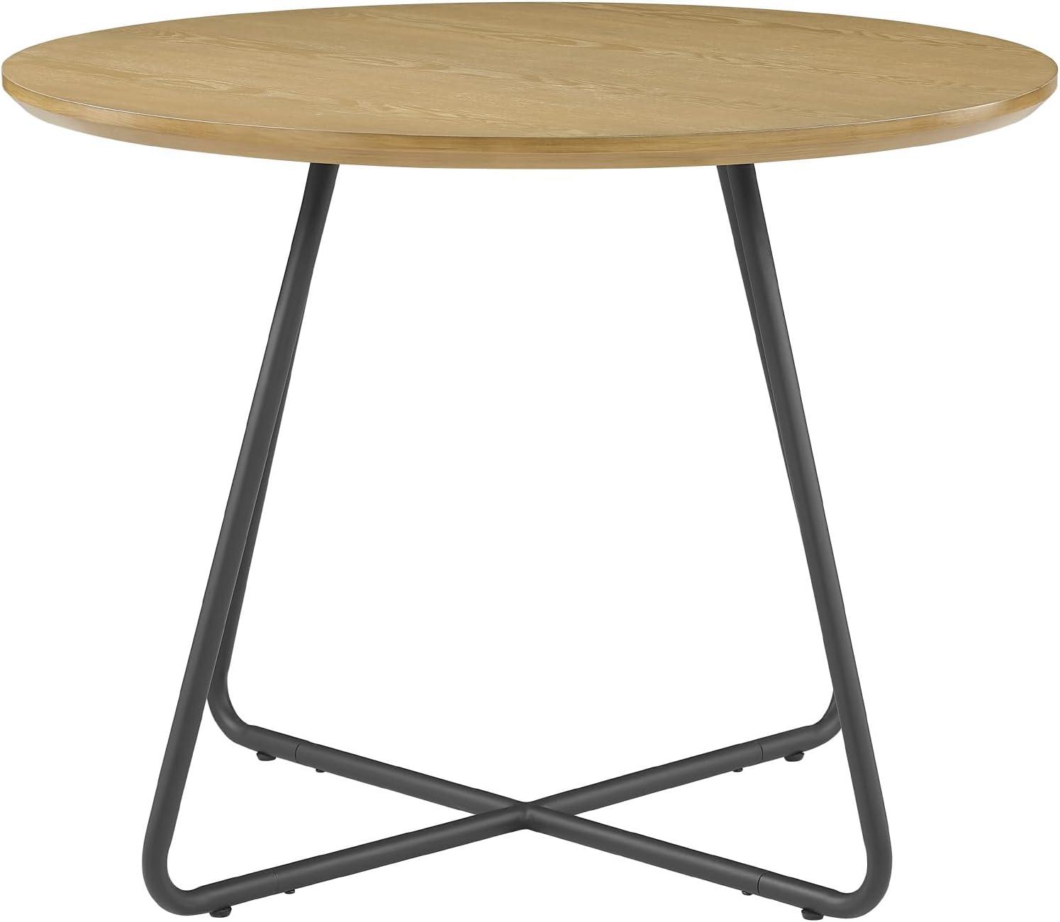 imageWalker Edison Modern Metal and Wood Round Dining Table 40 Inch English Ash
