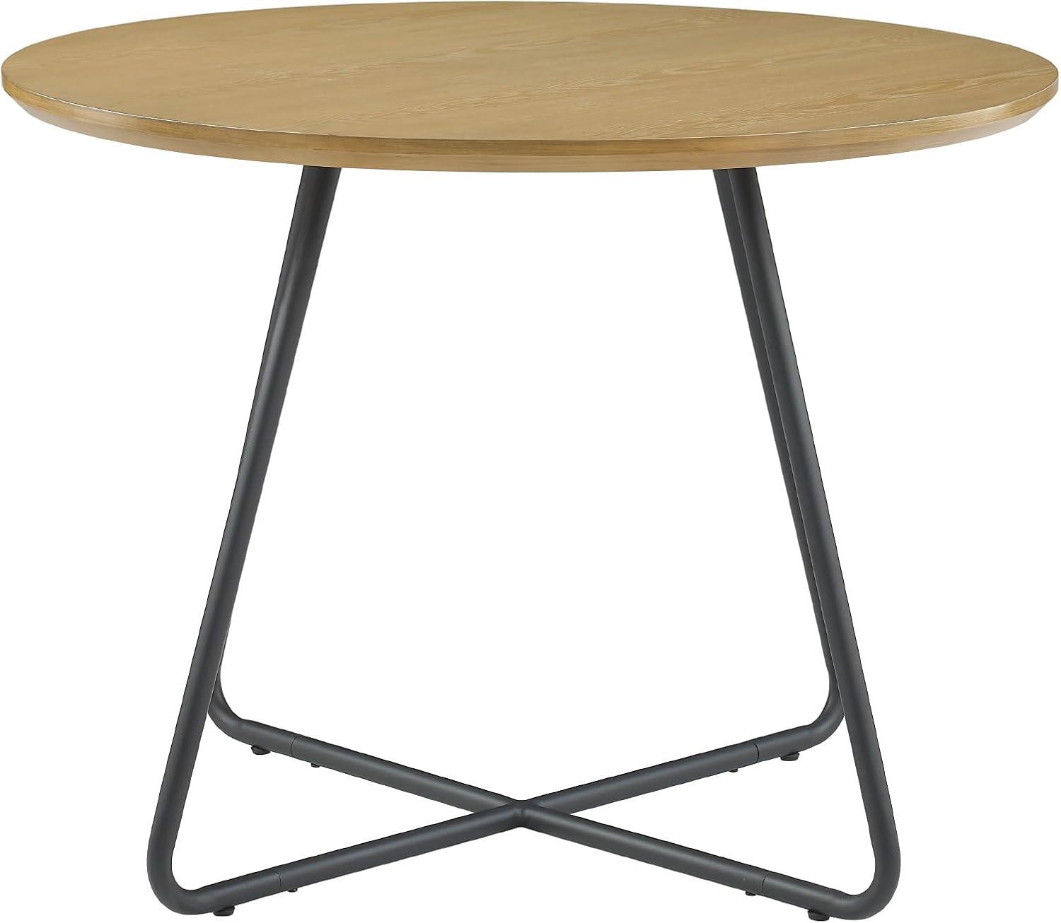 imageWalker Edison Modern Metal and Wood Round Dining Table 40 Inch English Ash