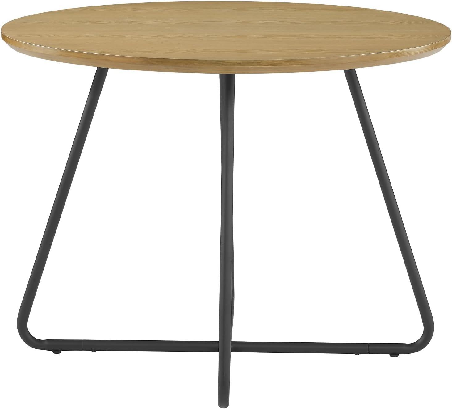 imageWalker Edison Modern Metal and Wood Round Dining Table 40 Inch English Ash