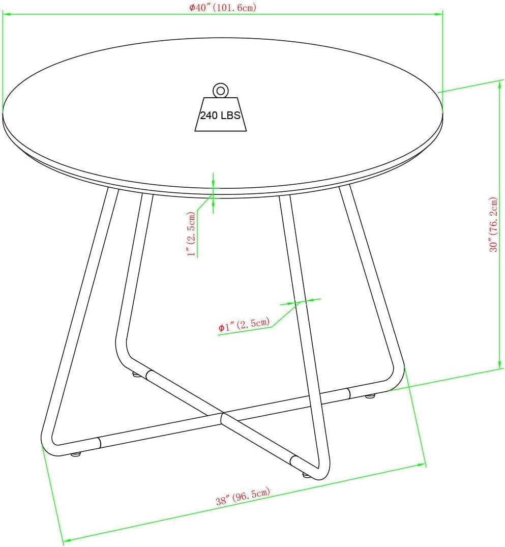 imageWalker Edison Modern Metal and Wood Round Dining Table 40 Inch English Ash