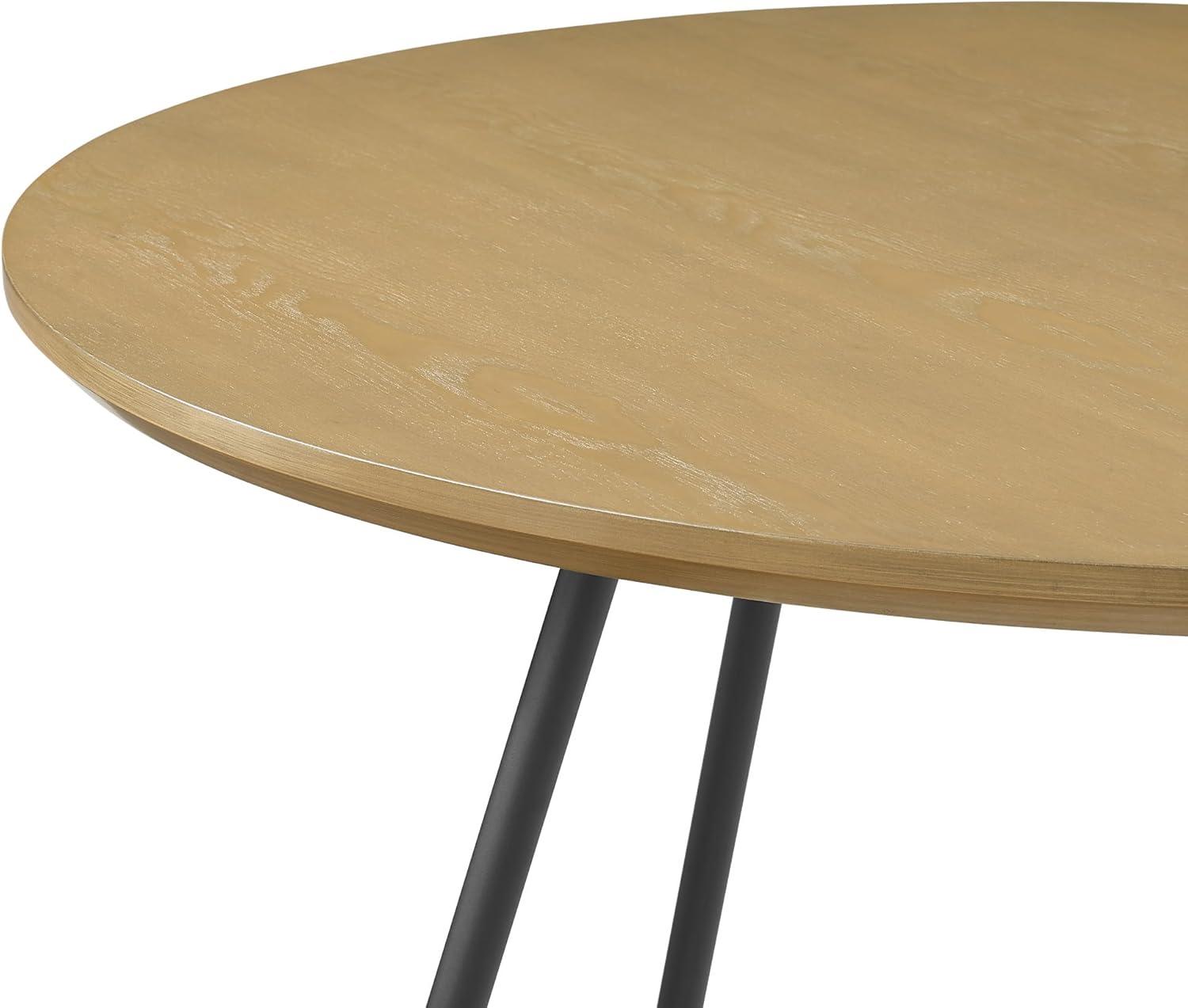 imageWalker Edison Modern Metal and Wood Round Dining Table 40 Inch English Ash