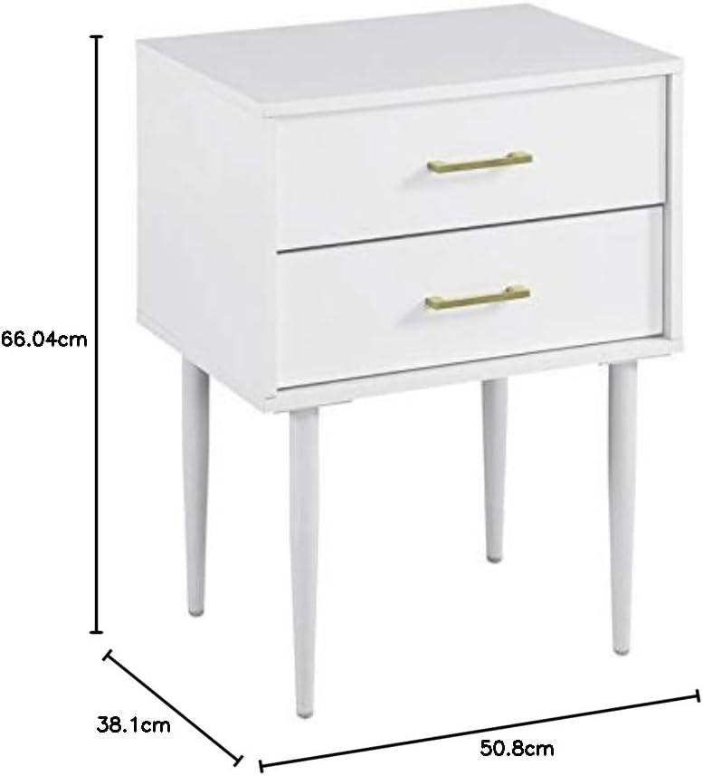 imageWalker Edison Modern Olivia 2Drawer Rectangle Nightstand Bedroom Side Table Living Room Small End Accent Table 20 Inch BlackWhite