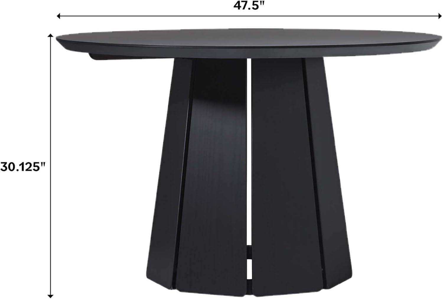 imageWalker Edison Modern PaneledWood Pedestal Base Round Top Dining Table 48 Inch BrownBlack