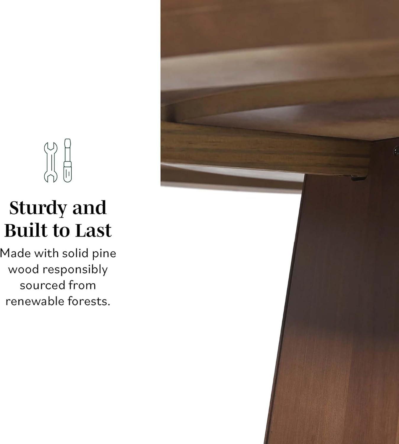 imageWalker Edison Modern PaneledWood Pedestal Base Round Top Dining Table 48 Inch BrownBrown