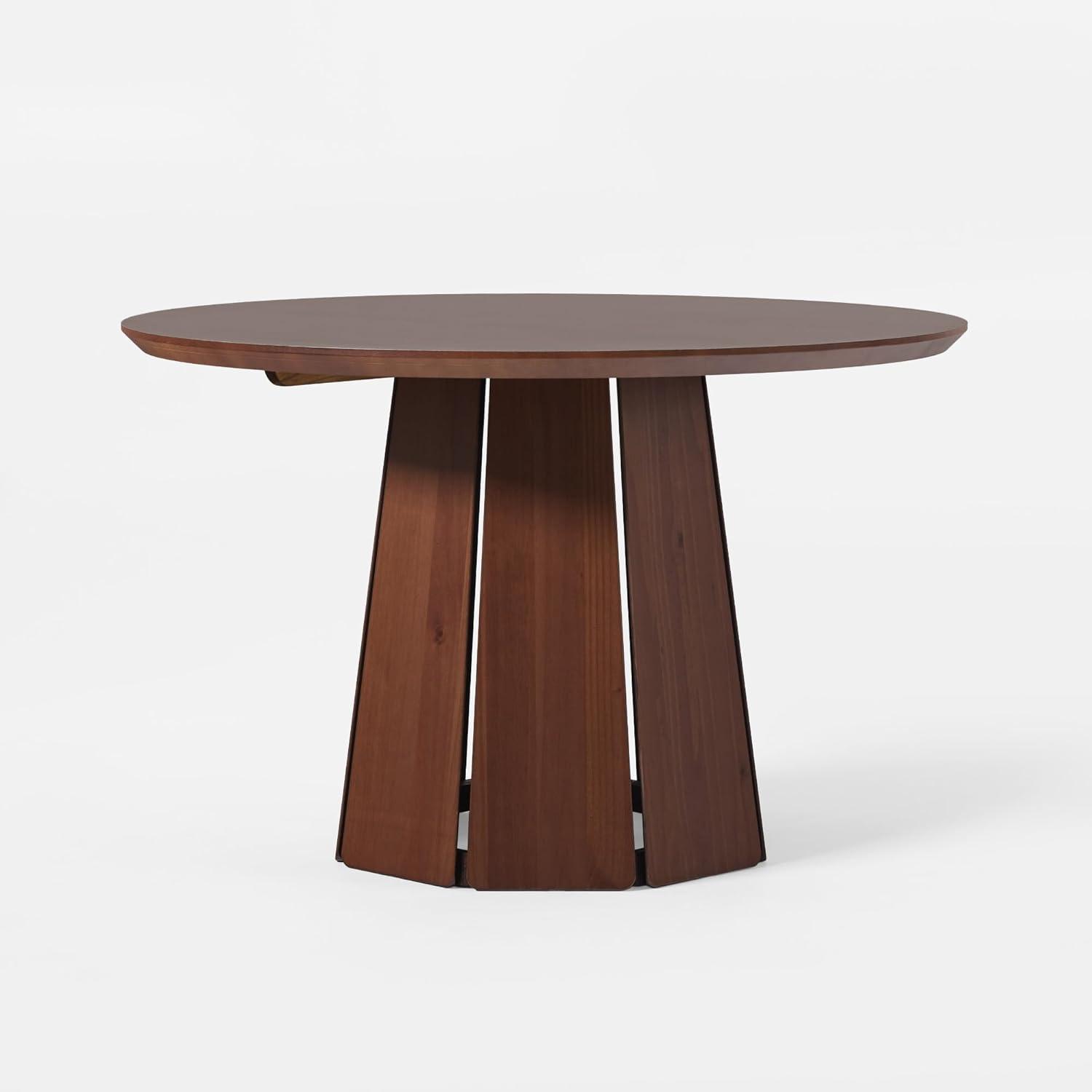 imageWalker Edison Modern PaneledWood Pedestal Base Round Top Dining Table 48 Inch BrownBrown