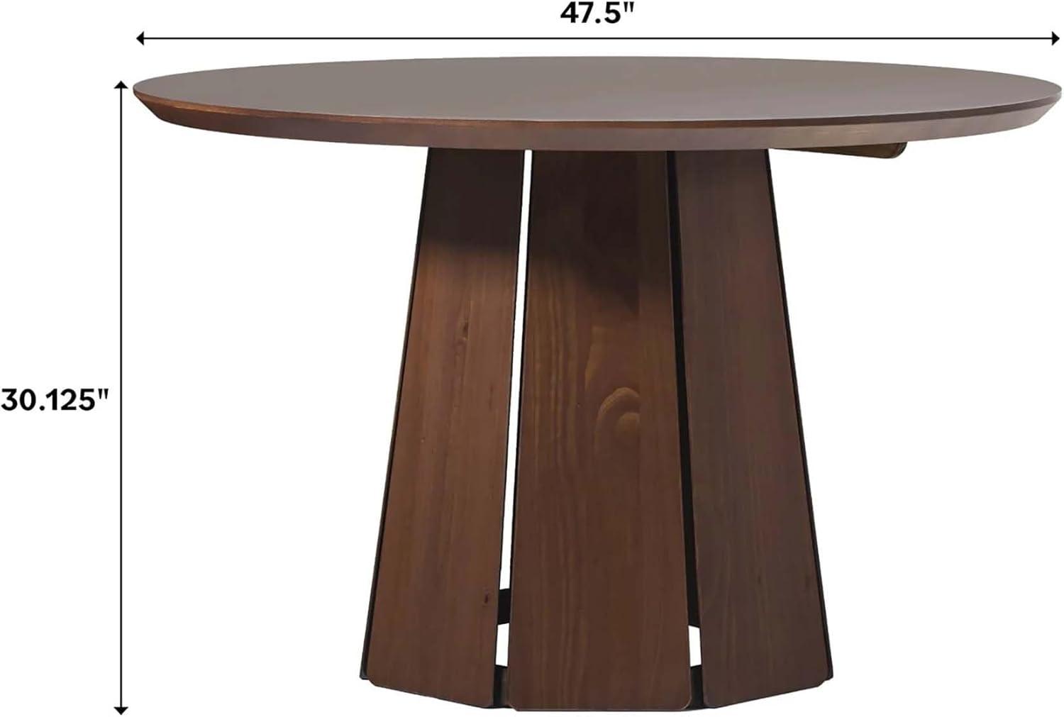 imageWalker Edison Modern PaneledWood Pedestal Base Round Top Dining Table 48 Inch BrownBrown