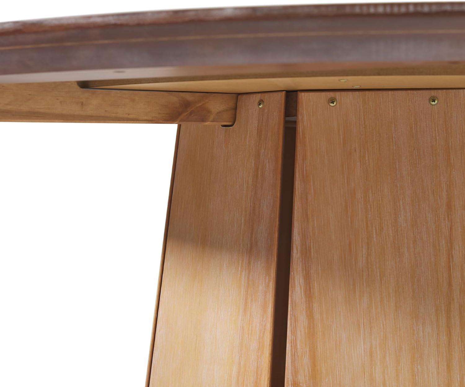 imageWalker Edison Modern PaneledWood Pedestal Base Round Top Dining Table 48 Inch BrownCerused White