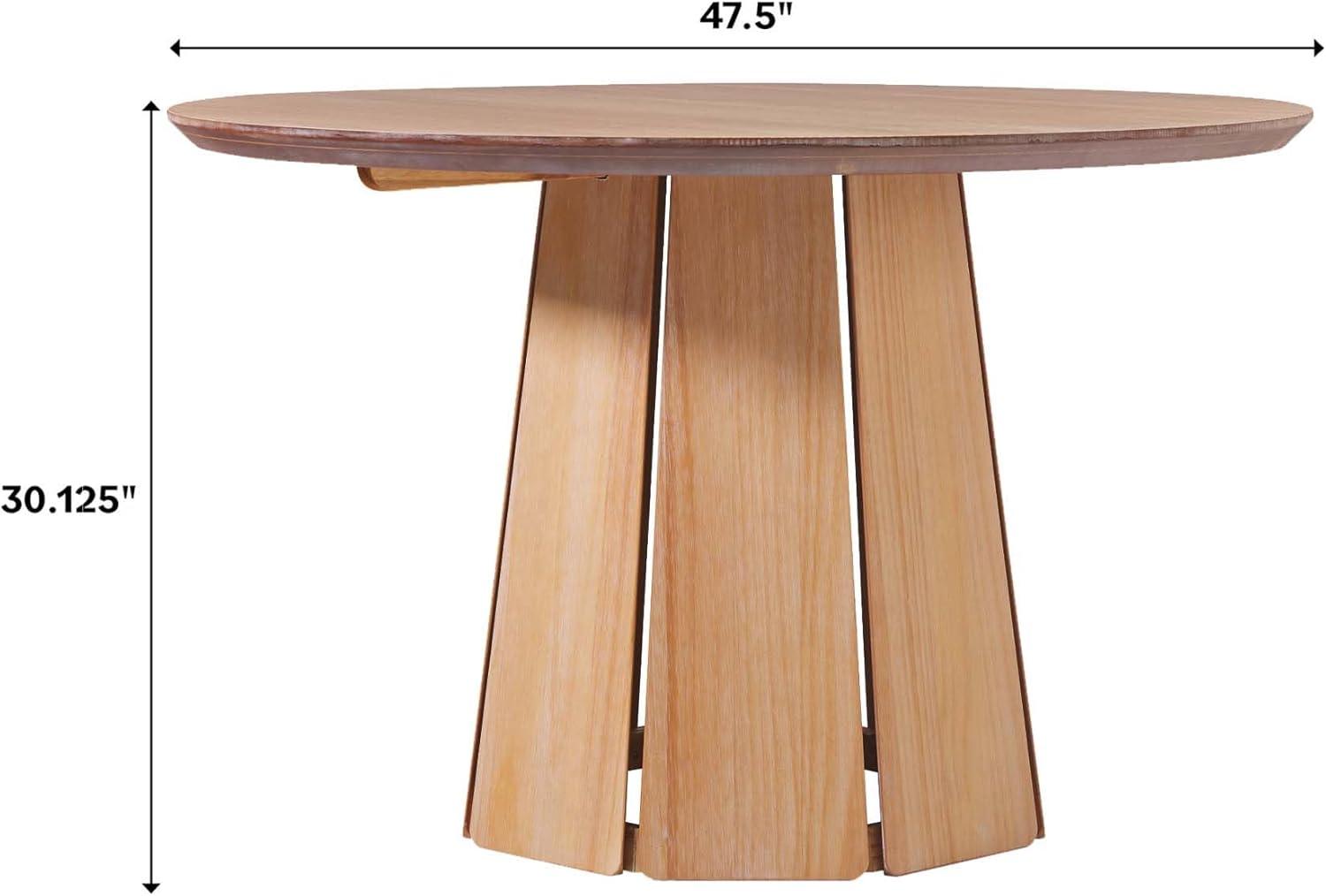 imageWalker Edison Modern PaneledWood Pedestal Base Round Top Dining Table 48 Inch BrownCerused White