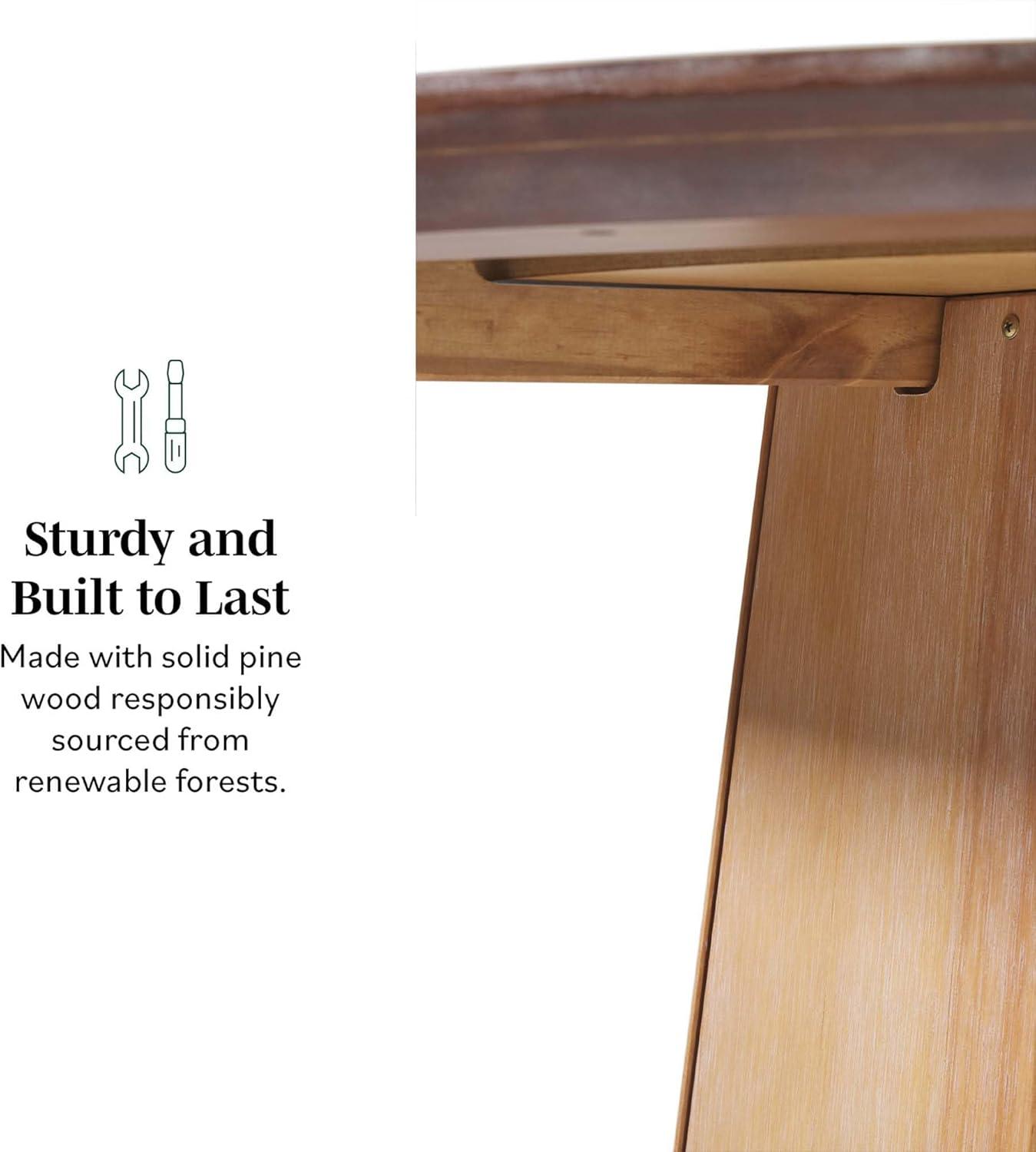 imageWalker Edison Modern PaneledWood Pedestal Base Round Top Dining Table 48 Inch BrownCerused White