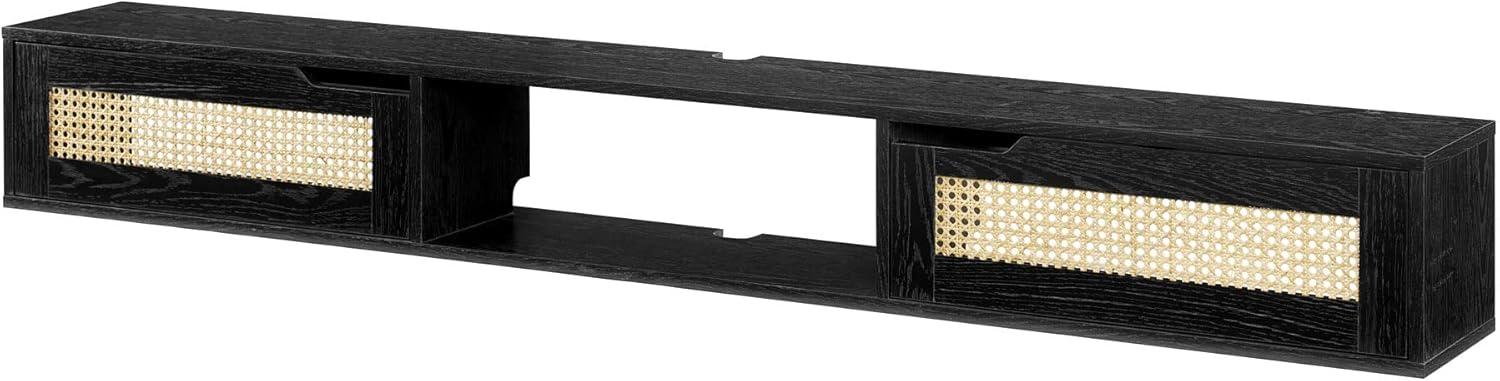 imageWalker Edison Modern Rattan FlipDownDoor WallMounted Floating Stand for TVs up to 65 Inche 58 Inch Coastal OakBlack