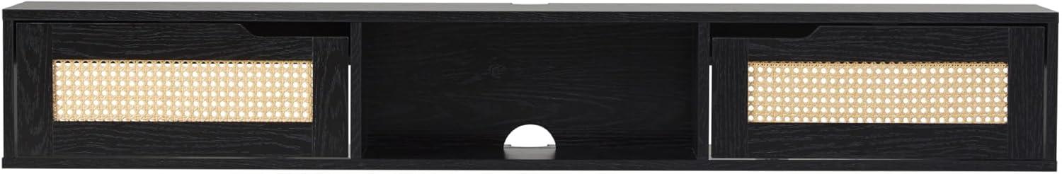 imageWalker Edison Modern Rattan FlipDownDoor WallMounted Floating Stand for TVs up to 65 Inche 58 Inch Coastal OakBlack