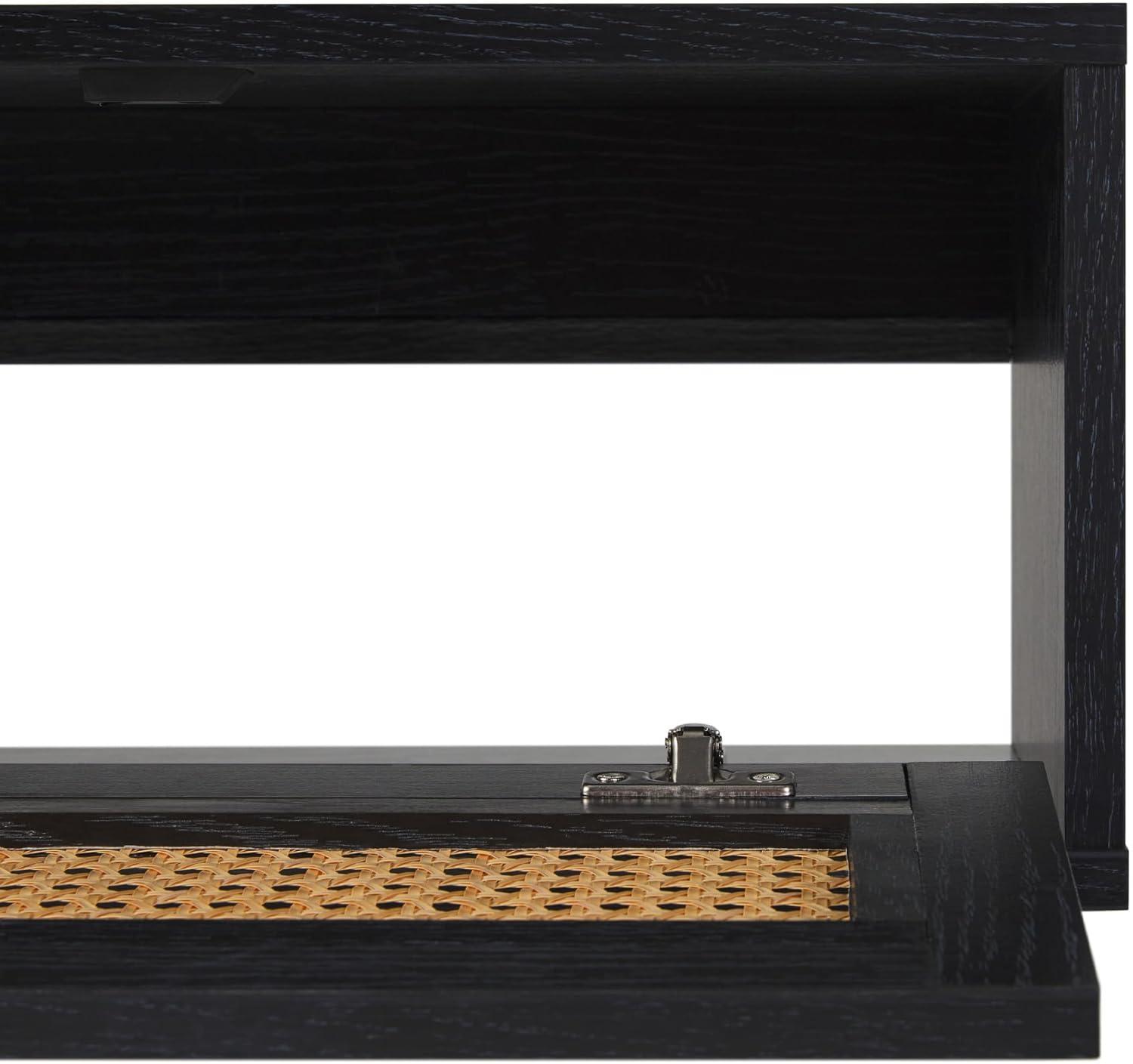 imageWalker Edison Modern Rattan FlipDownDoor WallMounted Floating Stand for TVs up to 65 Inche 58 Inch Coastal OakBlack