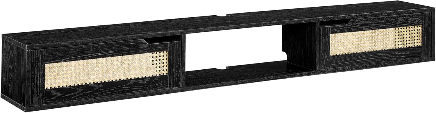 imageWalker Edison Modern Rattan FlipDownDoor WallMounted Floating Stand for TVs up to 65 Inche 58 Inch Coastal OakBlack