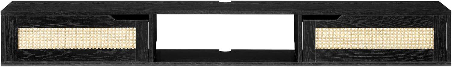 imageWalker Edison Modern Rattan FlipDownDoor WallMounted Floating Stand for TVs up to 65 Inche 58 Inch Coastal OakBlack