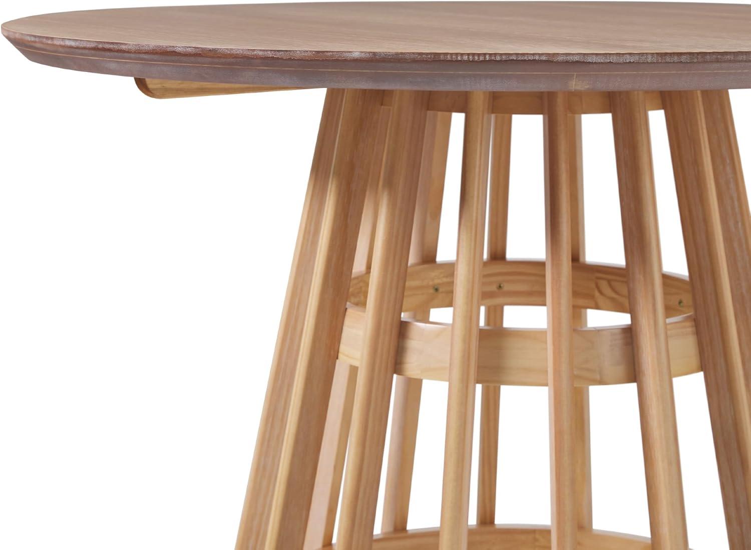 imageWalker Edison Modern Slatted Wood Pedestal Base Dining Table 48 Inch Cerused WhiteCerused White