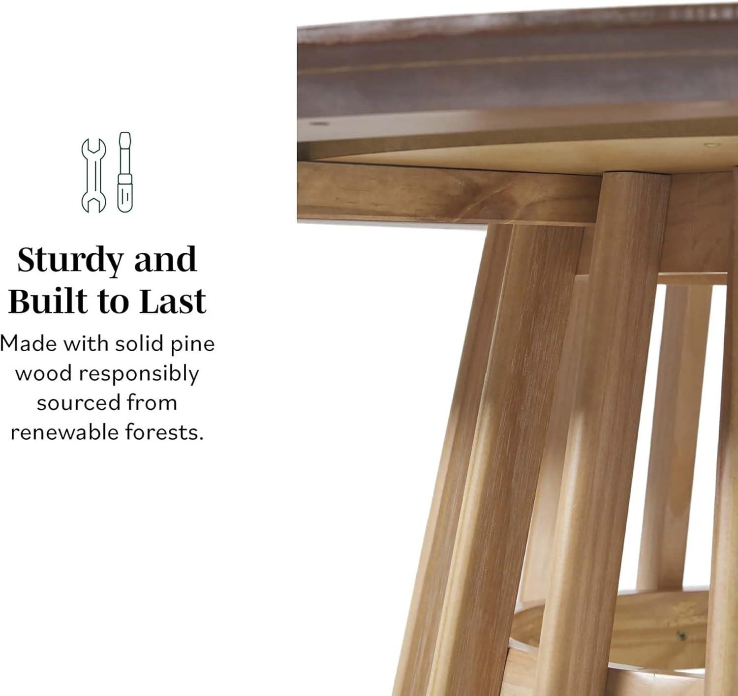 imageWalker Edison Modern Slatted Wood Pedestal Base Dining Table 48 Inch Cerused WhiteCerused White