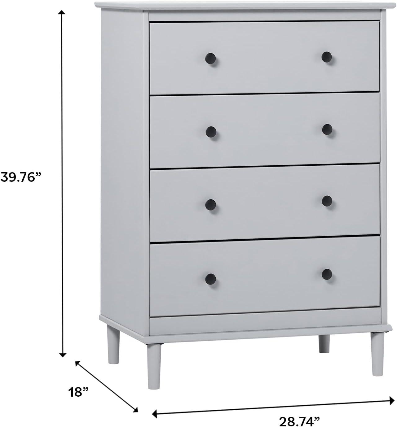 imageWalker Edison Modern Tall 4Drawer Solid Wood Dresser Bedroom Storage Drawer Organizer Closet Hallway 40 Inch CaramelGreyt