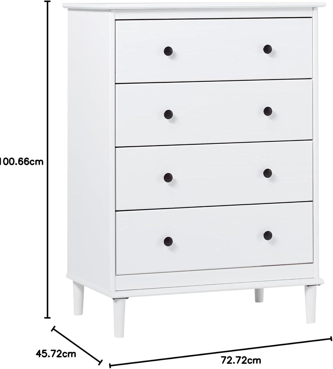 imageWalker Edison Modern Tall 4Drawer Solid Wood Dresser Bedroom Storage Drawer Organizer Closet Hallway 40 Inch CaramelWhitet