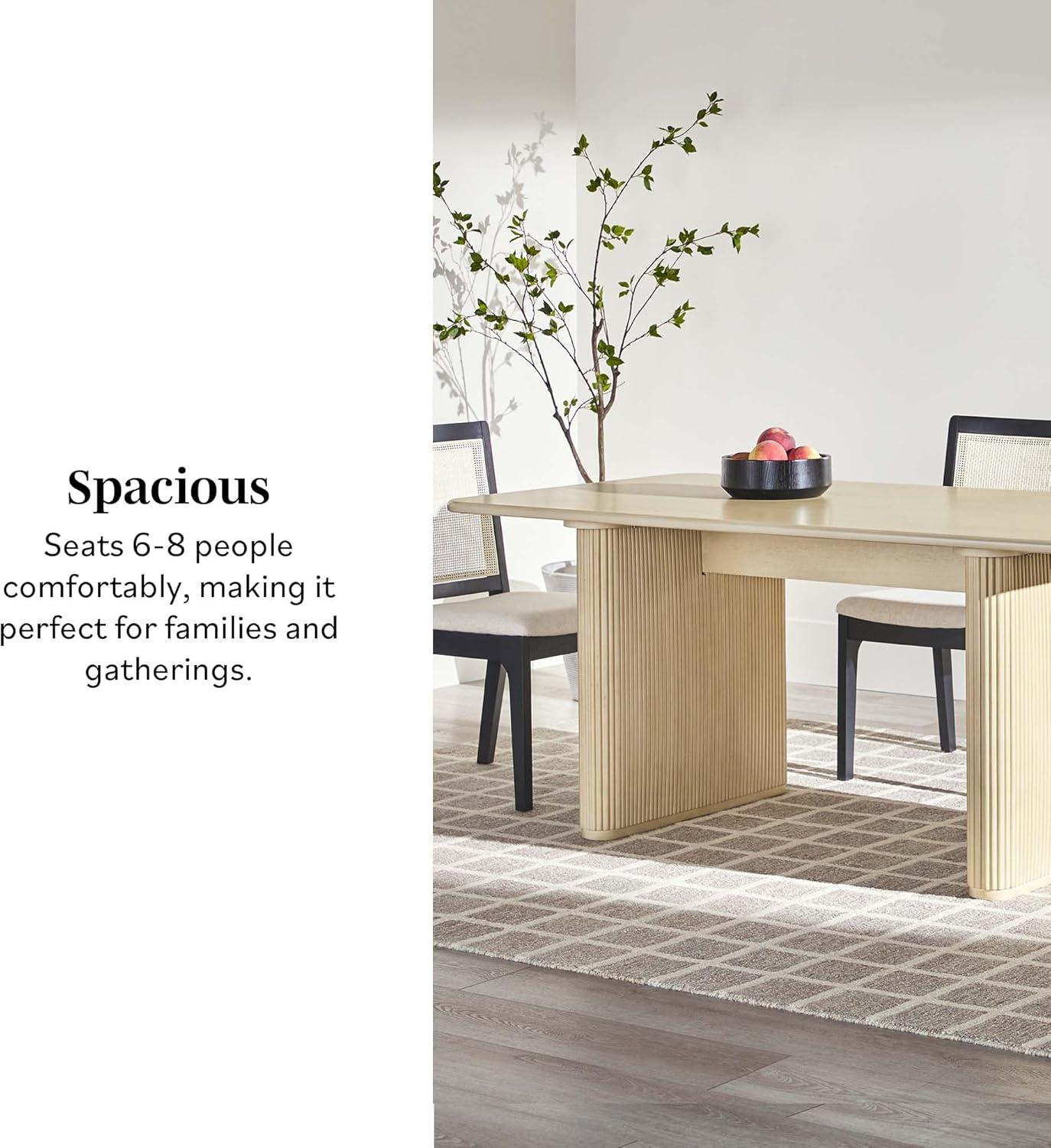 imageWalker Edison Modern Vertical Reeded PlinthBase Dining Table 68 Inch BirchBirch