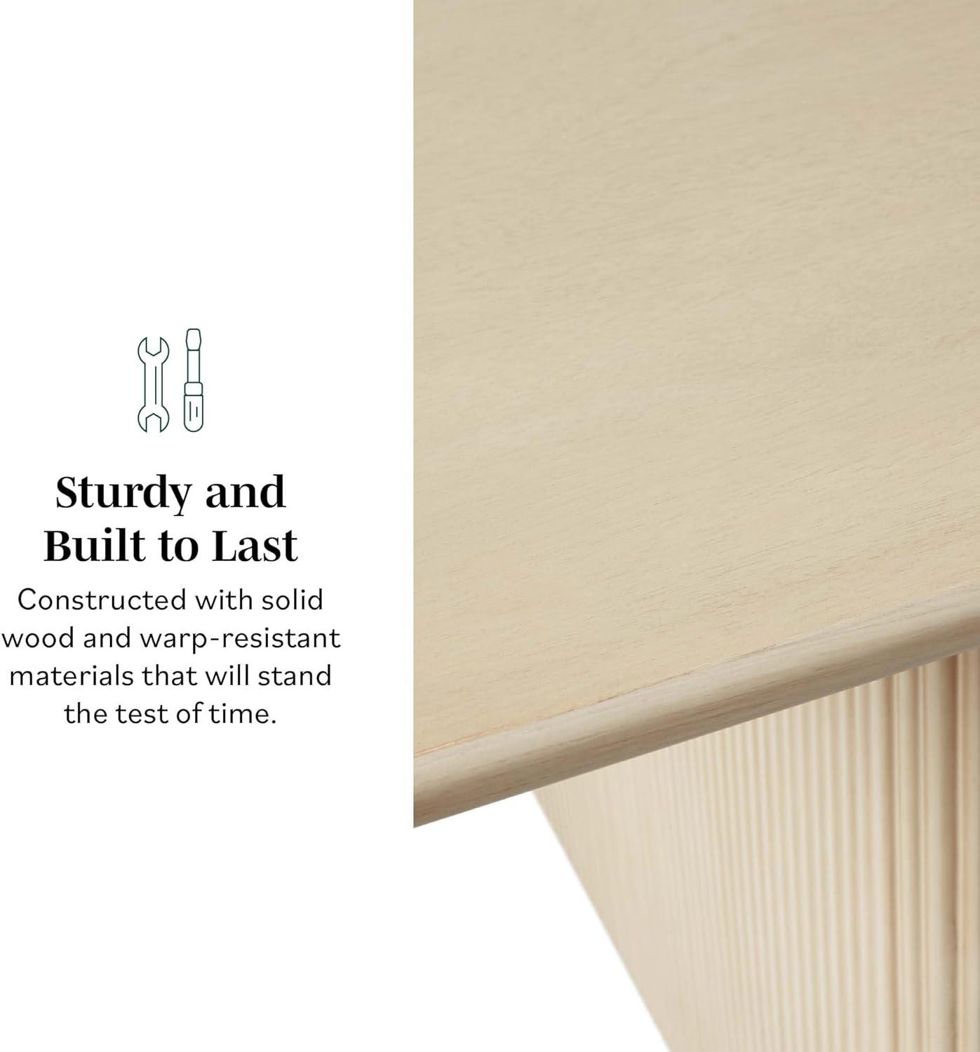 imageWalker Edison Modern Vertical Reeded PlinthBase Dining Table 68 Inch BirchBirch