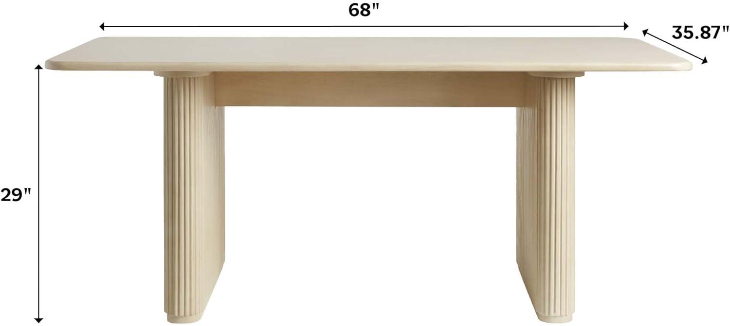 imageWalker Edison Modern Vertical Reeded PlinthBase Dining Table 68 Inch BirchBirch
