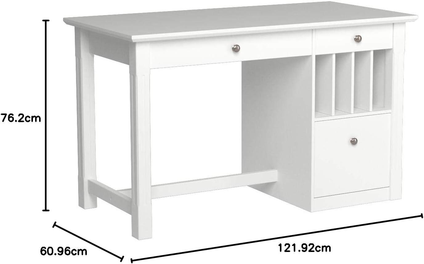 imageWalker Edison Modern Wood Computer Writing Desk Storage File Drawer Office Home Office Workstation Small 48 Inch WhiteWhite