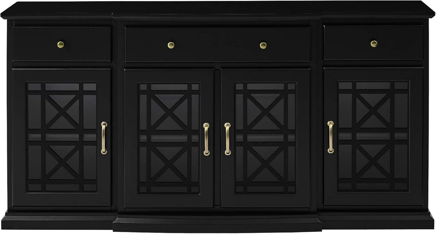 imageWalker Edison Modern Wood Glass Door Buffet Sideboard Living RoomEntryway Serving Storage Cabinet DoorsDining Room Console 60 Inch Dark TealBlack