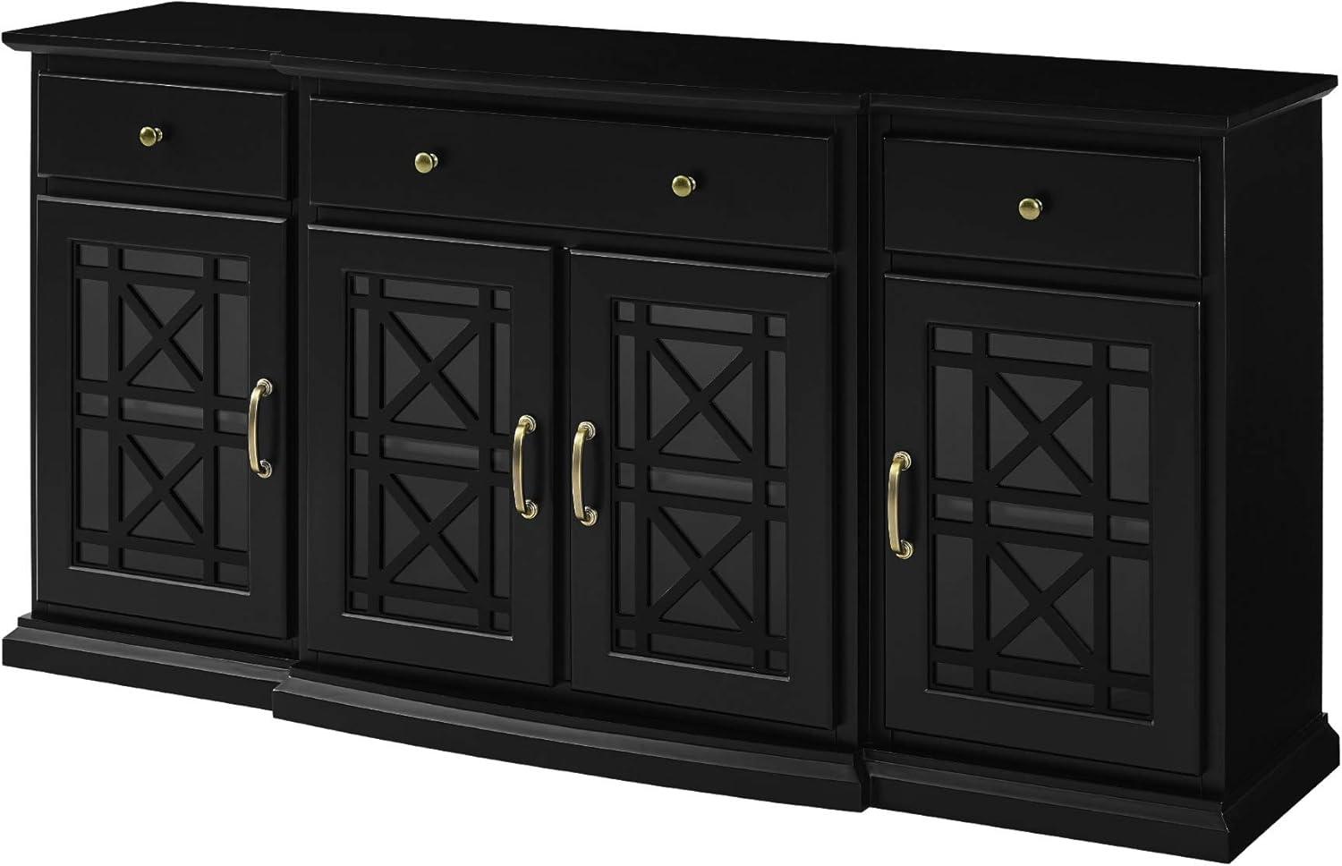 imageWalker Edison Modern Wood Glass Door Buffet Sideboard Living RoomEntryway Serving Storage Cabinet DoorsDining Room Console 60 Inch Dark TealBlack