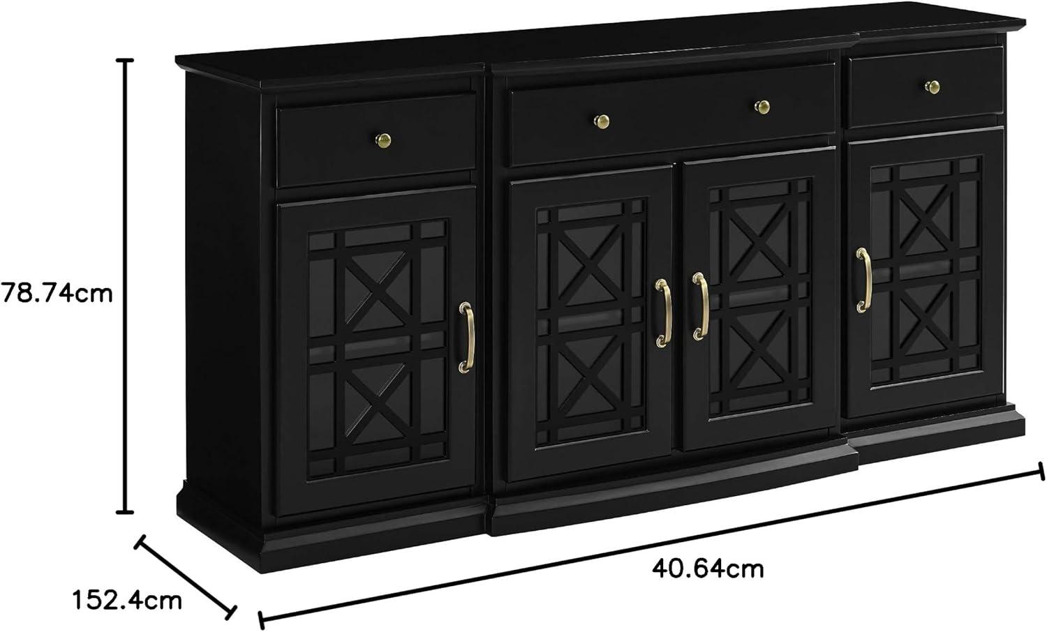 imageWalker Edison Modern Wood Glass Door Buffet Sideboard Living RoomEntryway Serving Storage Cabinet DoorsDining Room Console 60 Inch Dark TealBlack