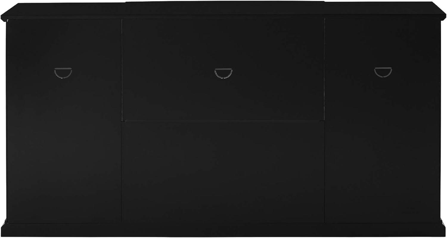 imageWalker Edison Modern Wood Glass Door Buffet Sideboard Living RoomEntryway Serving Storage Cabinet DoorsDining Room Console 60 Inch Dark TealBlack