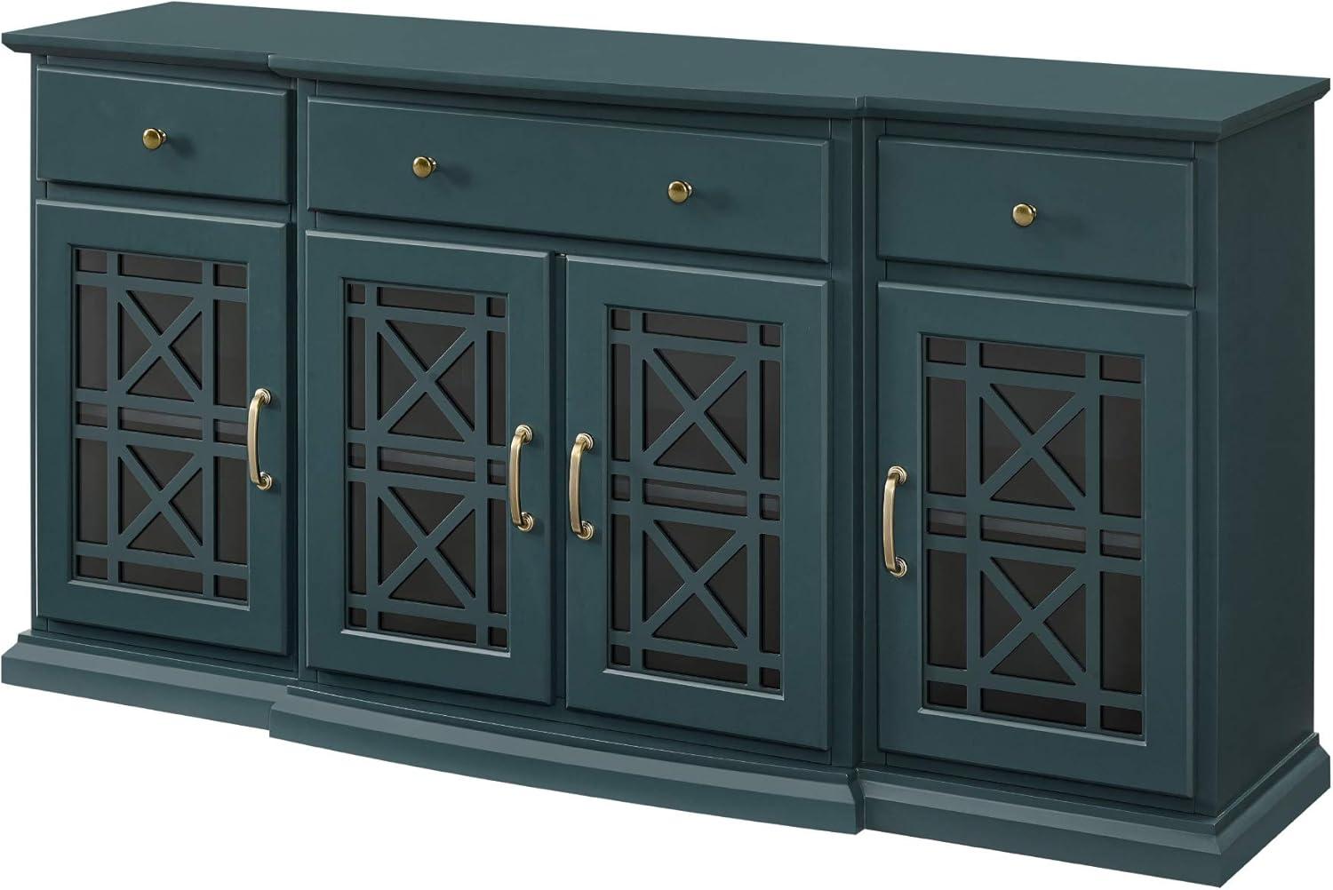 imageWalker Edison Modern Wood Glass Door Buffet Sideboard Living RoomEntryway Serving Storage Cabinet DoorsDining Room Console 60 Inch Dark TealDark Teal