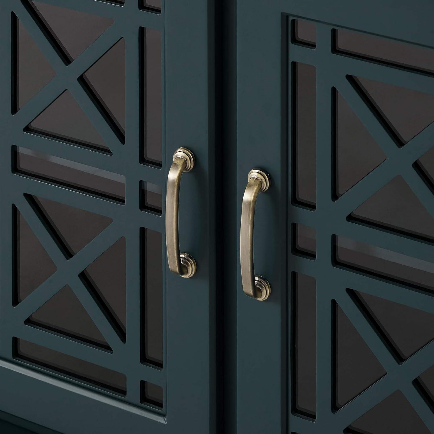 imageWalker Edison Modern Wood Glass Door Buffet Sideboard Living RoomEntryway Serving Storage Cabinet DoorsDining Room Console 60 Inch Dark TealDark Teal