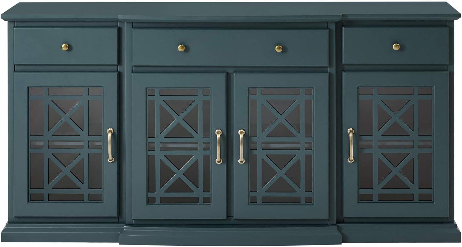imageWalker Edison Modern Wood Glass Door Buffet Sideboard Living RoomEntryway Serving Storage Cabinet DoorsDining Room Console 60 Inch Dark TealDark Teal