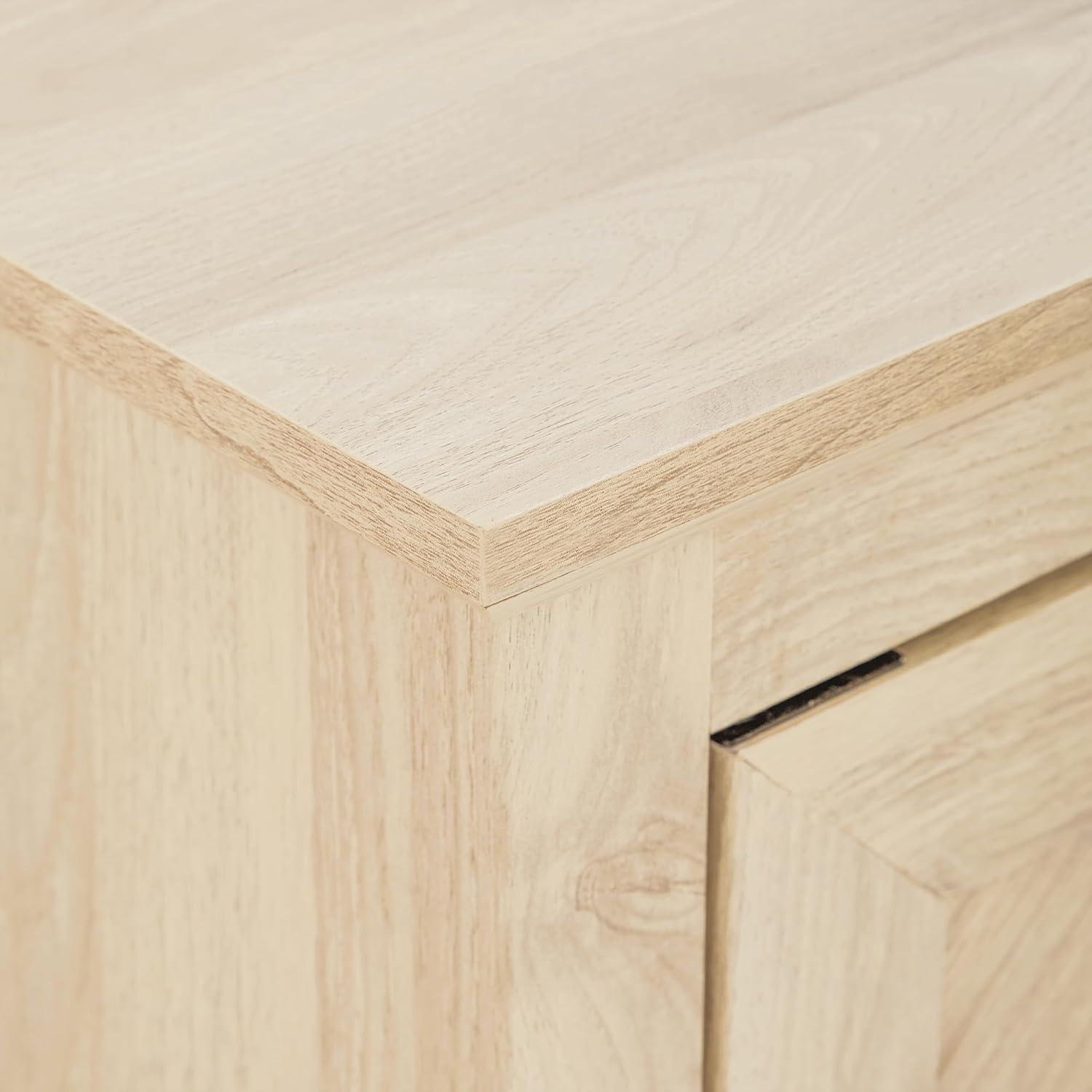 imageWalker Edison Modern Wood Grooved Buffet Sideboard with Open StorageEntryway Serving Storage Cabinet DoorsDining Room Console 58 Inch Dark WalnutBirch