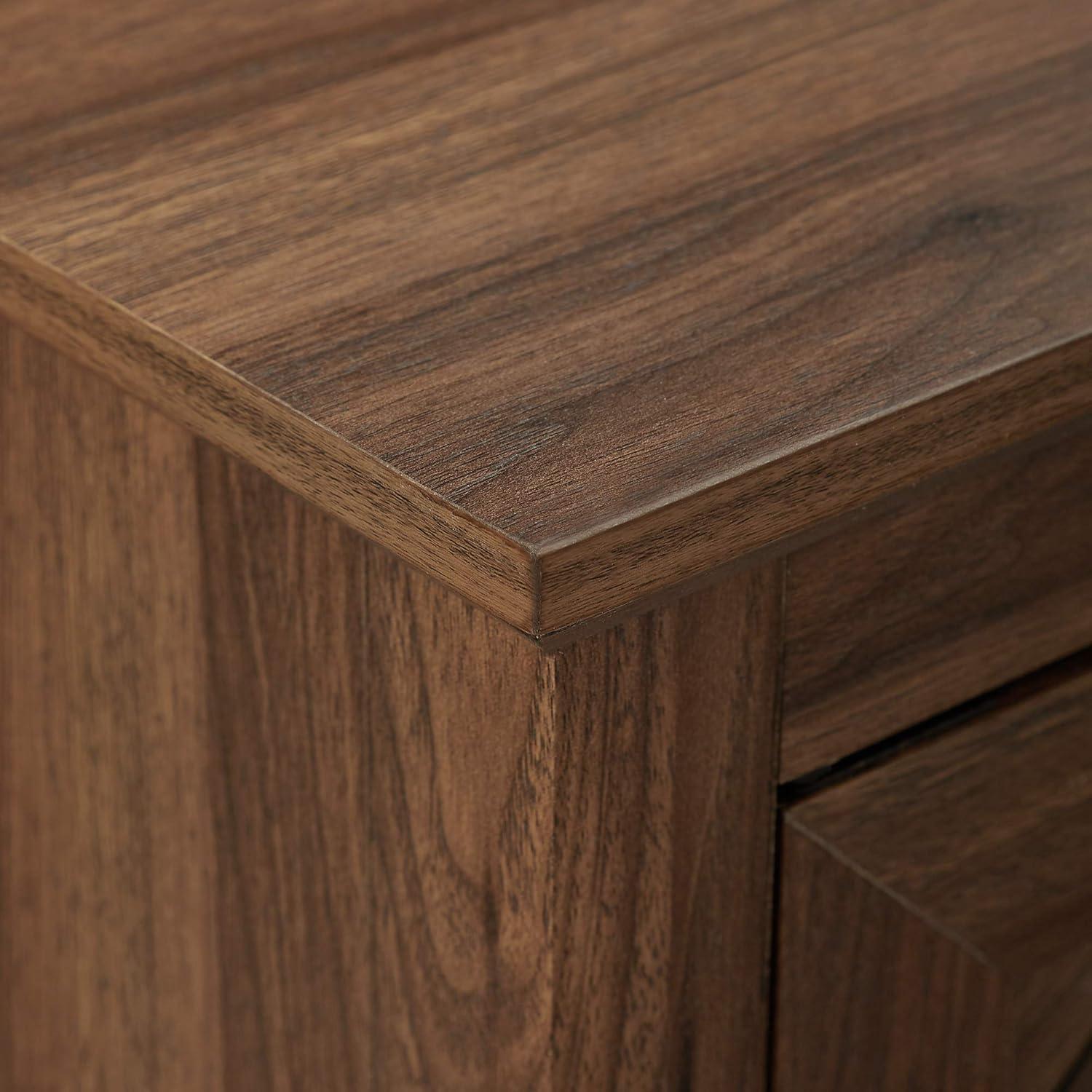 imageWalker Edison Modern Wood Grooved Buffet Sideboard with Open StorageEntryway Serving Storage Cabinet DoorsDining Room Console 58 Inch Dark WalnutDark Walnut