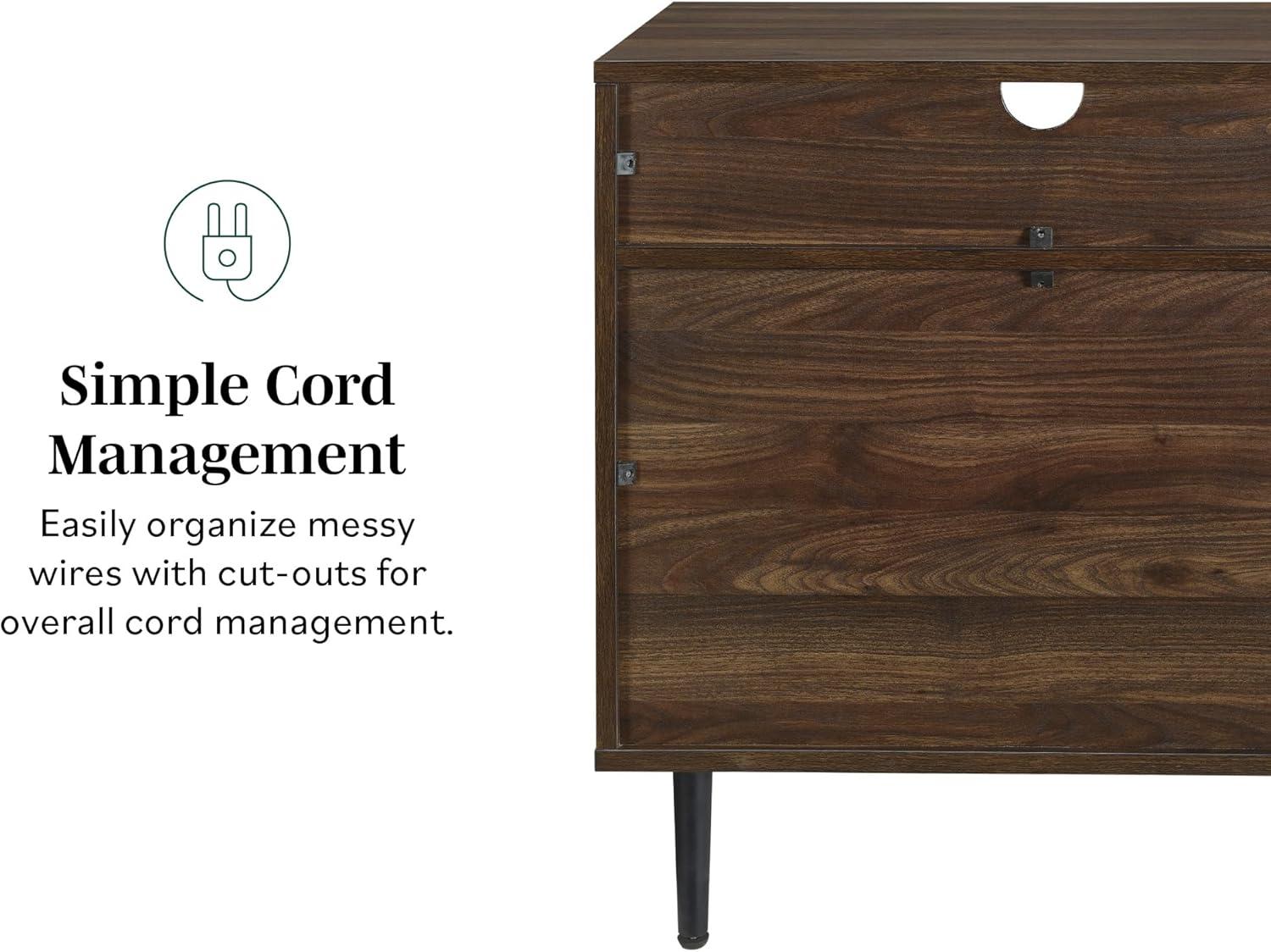 imageWalker Edison Modern Wood Nightstand Side Table Bedroom Storage Drawer and Shelf Bedside End Table 25 Inch Dark WalnutWalnut Brown