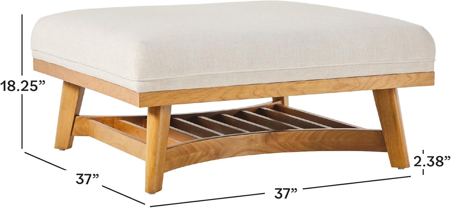 imageWalker Edison Nash Modern Farmhouse Large Oversized Linen Ottoman CreamCream